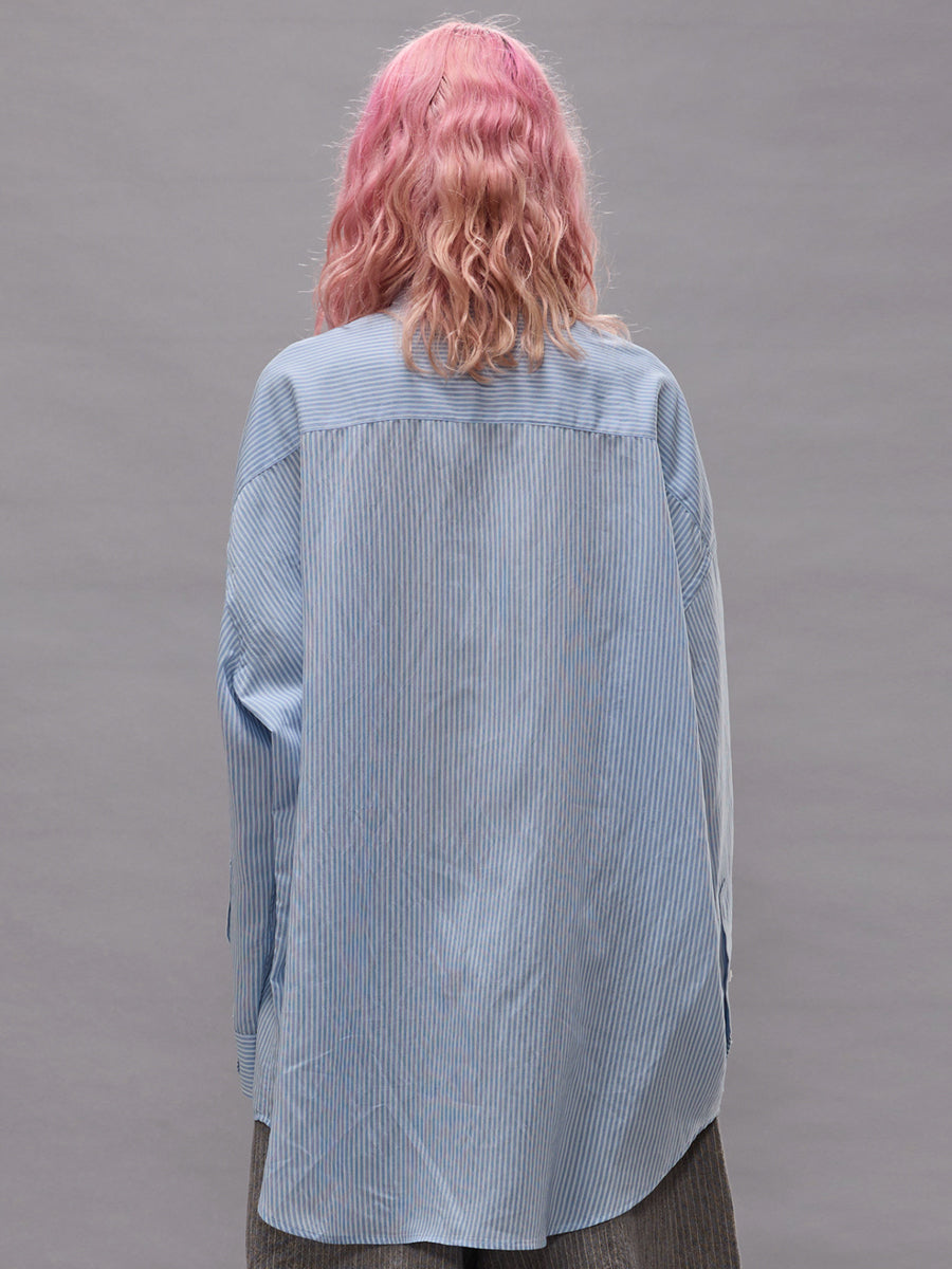 Drop Neck Shirt in Light Blue Stripe
