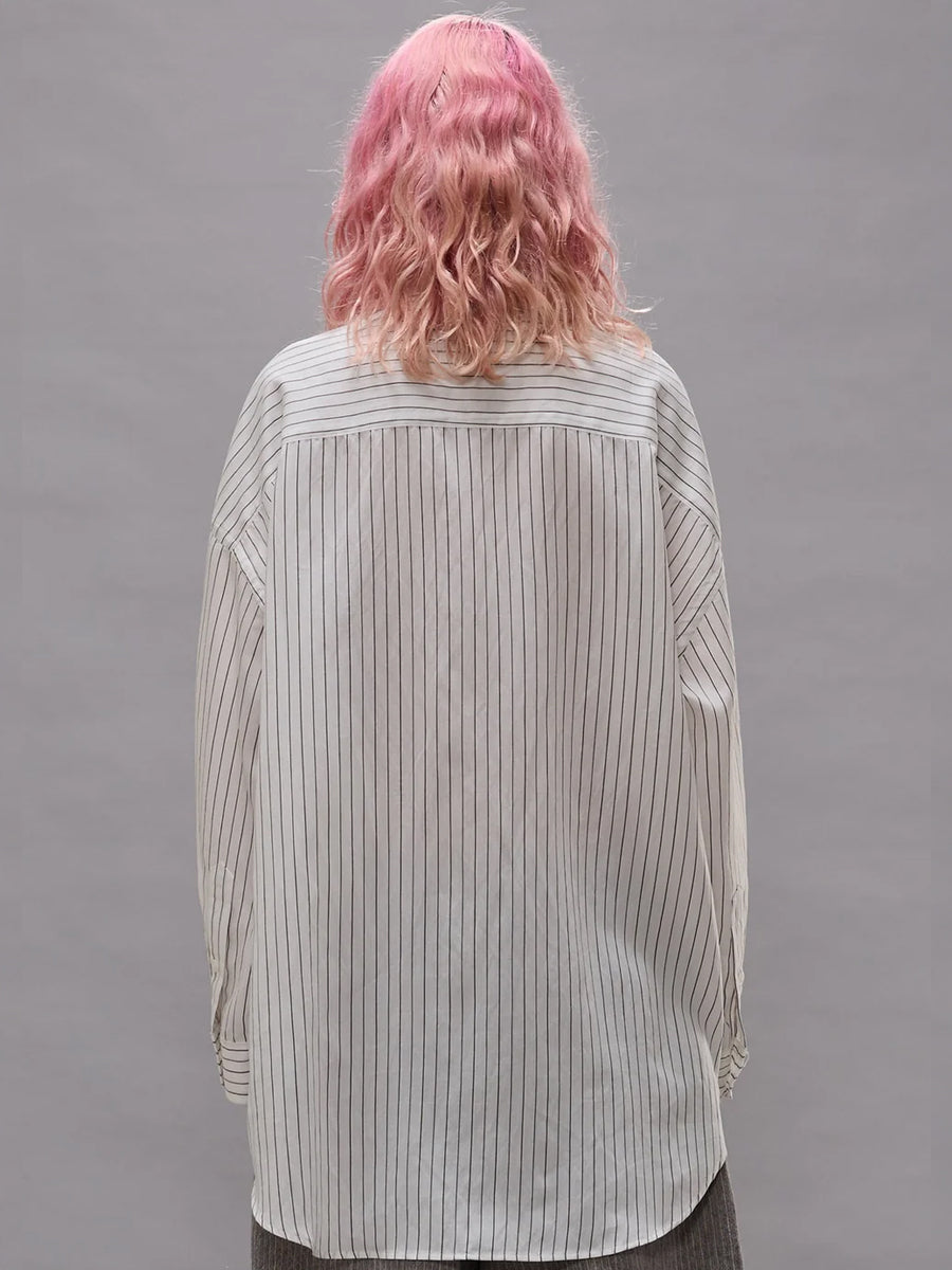 Drop Neck Shirt in Brown Stripe