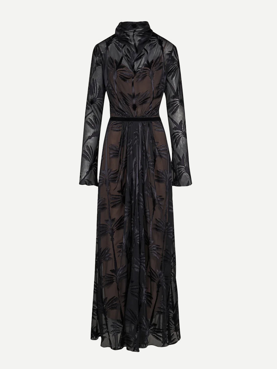 Effortless Muse Dress in Black Palm Motif