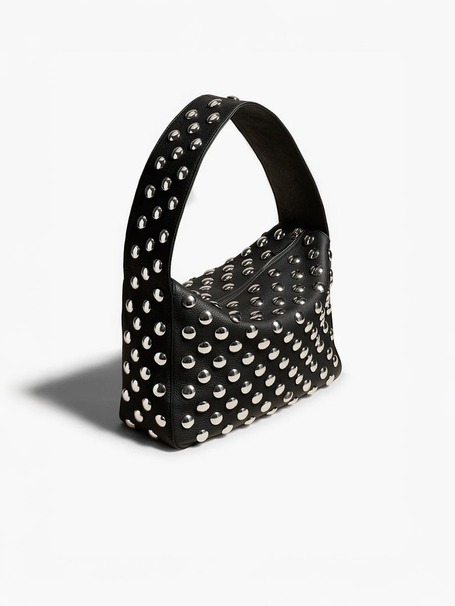 Khaite Elena Shoulder Bag with Silver Studs in Black | Shop Adam Heath in Perth, Western Australia