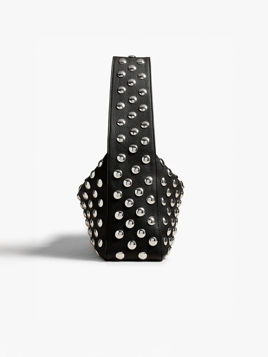 Khaite Elena Shoulder Bag with Silver Studs in Black | Shop Adam Heath in Perth, Western Australia