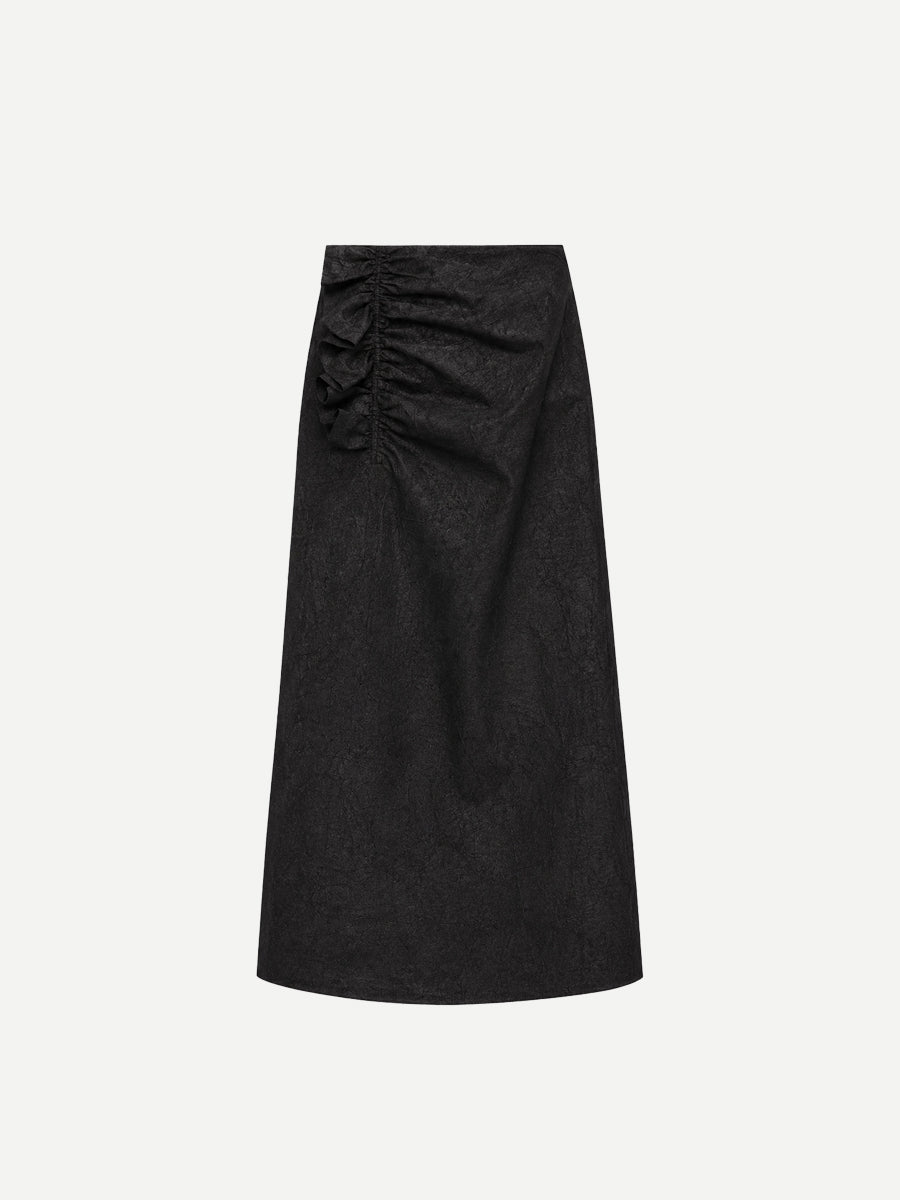 Ellis Taffeta Midi Skirt in Obsidian