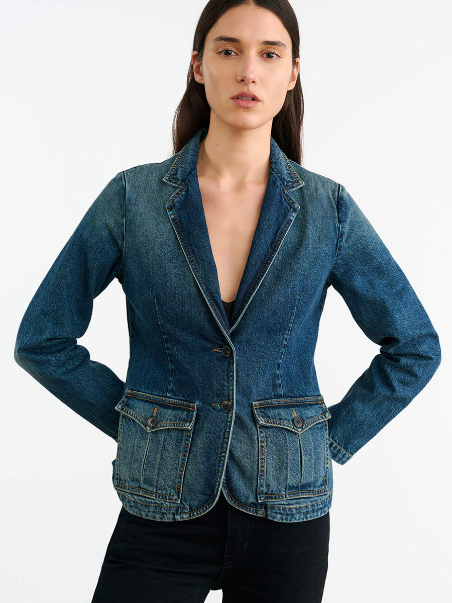 Nili Lotan | Elton Denim Blazer in Simon Wash