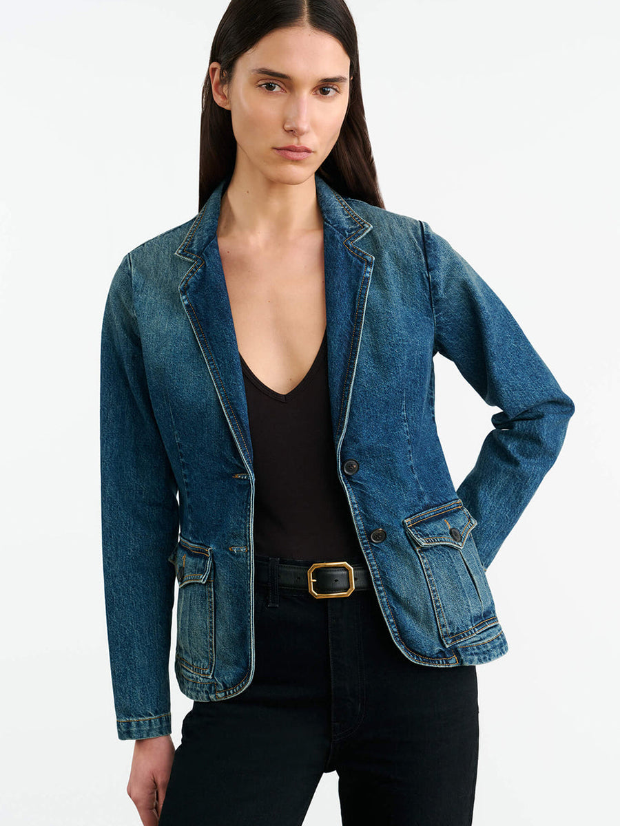 Nili Lotan | Elton Denim Blazer in Simon Wash