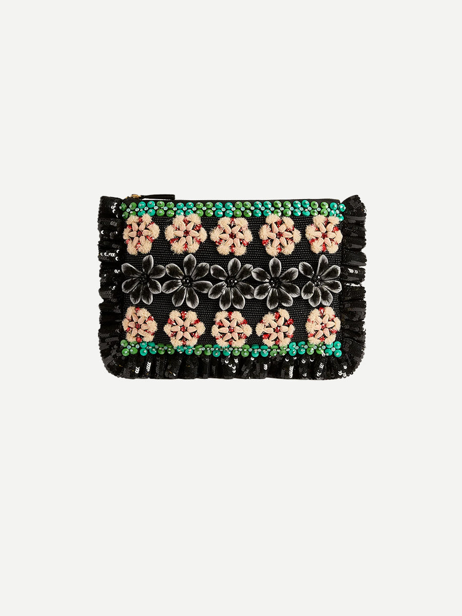 La Double Embroidered Hand Pochette in Bloomy Black | Shop Now at Adam Heath in Perth, Western Australia