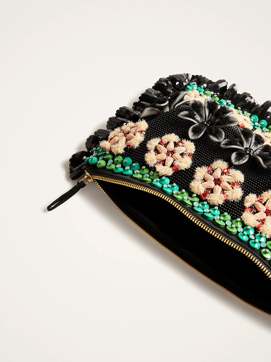 La Double Embroidered Hand Pochette in Bloomy Black | Shop Now at Adam Heath in Perth, Western Australia