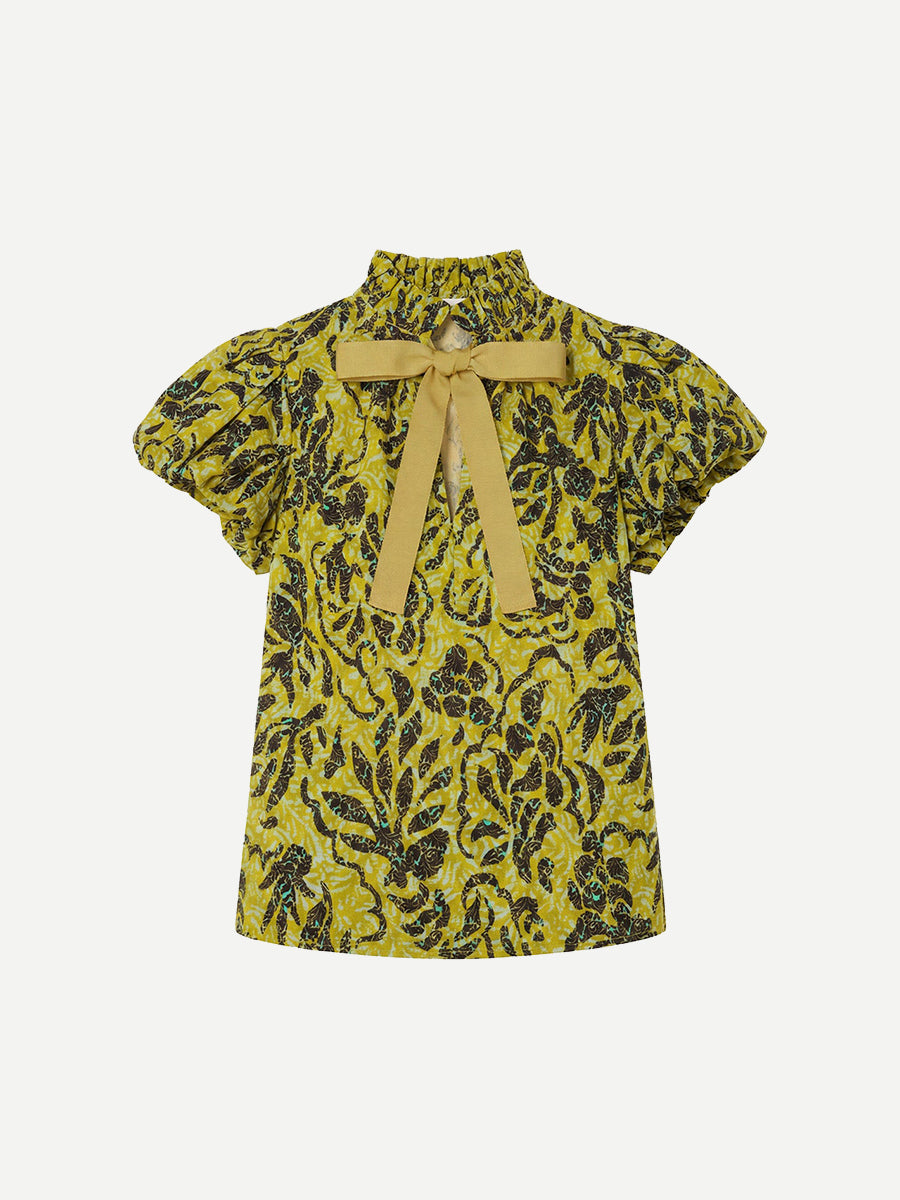 Ulla Johnson Estela Short Sleeve Top in Chartreuse