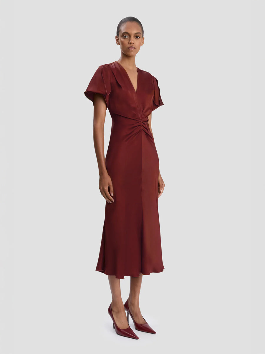 Eve Midi Dress in Burgundy