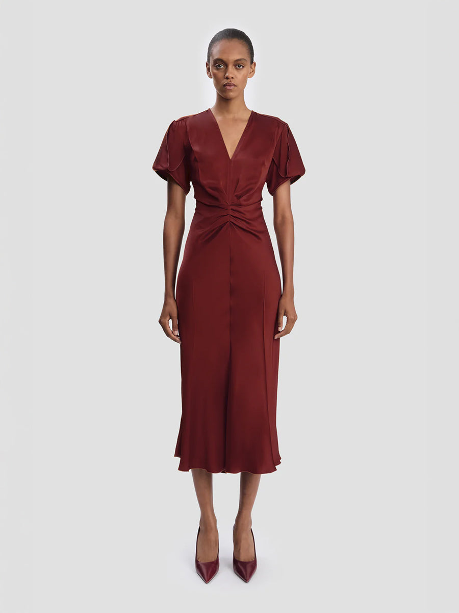 Eve Midi Dress in Burgundy