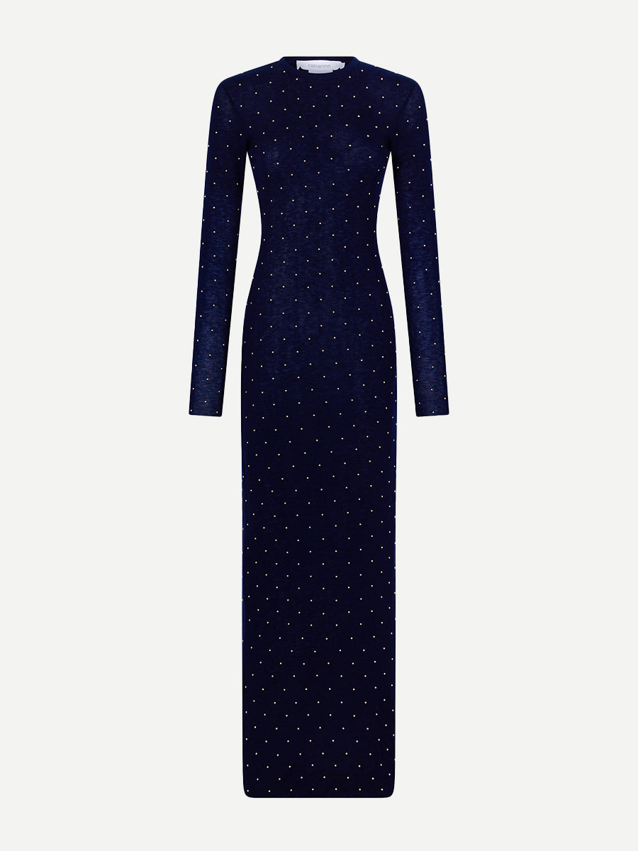 Rabanne Fitted Long Dress in Navy