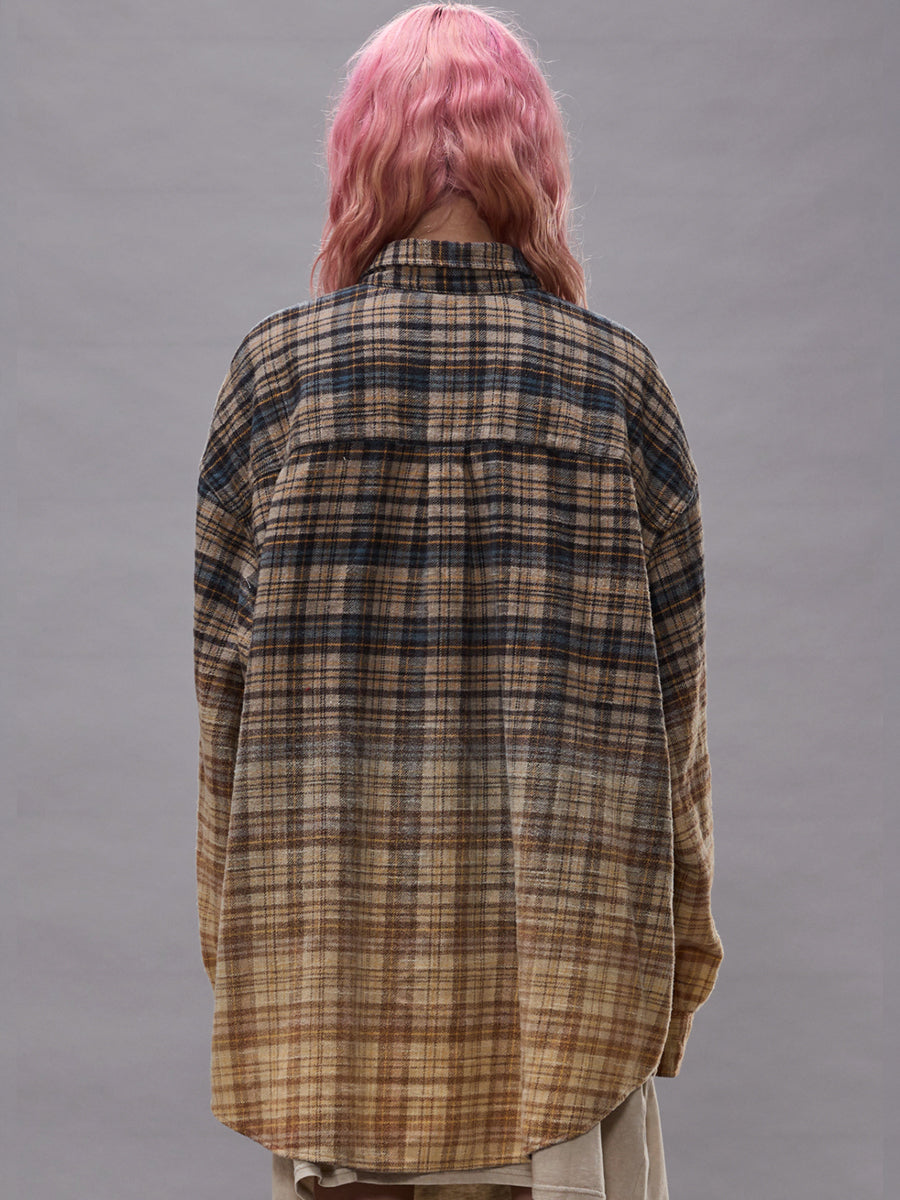 Boyfriend Shirt in Dip Bleach Yellow Plaid