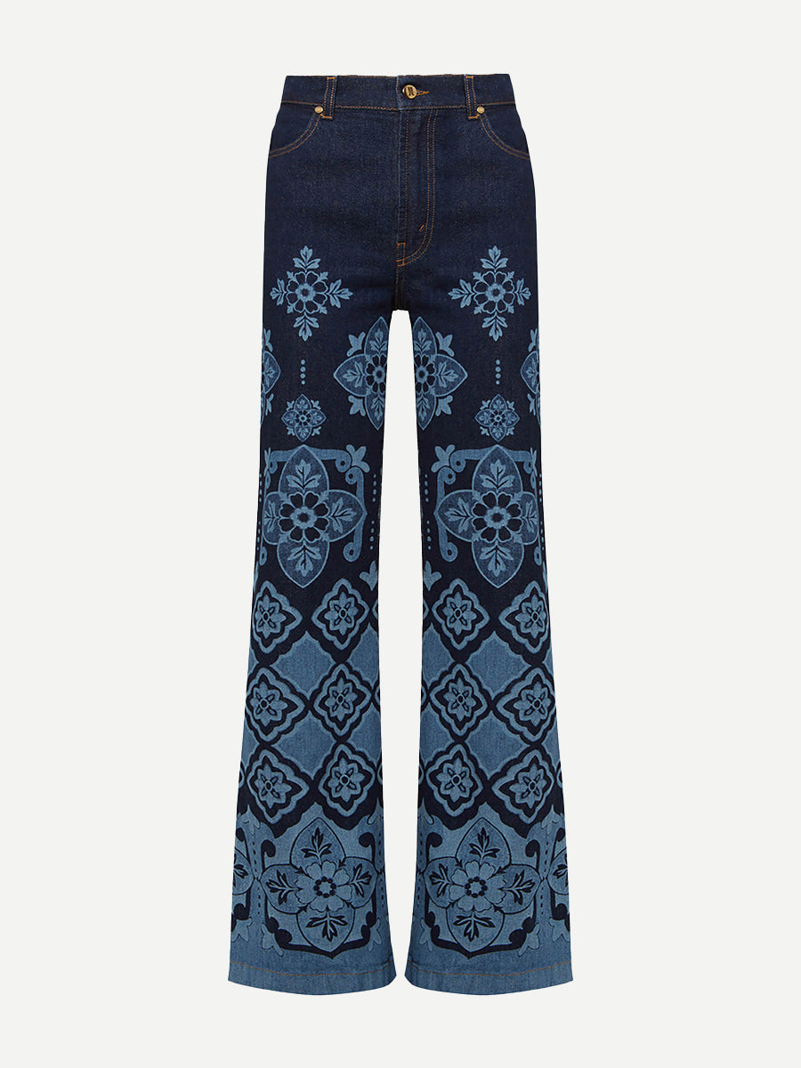 The Flare Jean in Partenope Laserato Navy