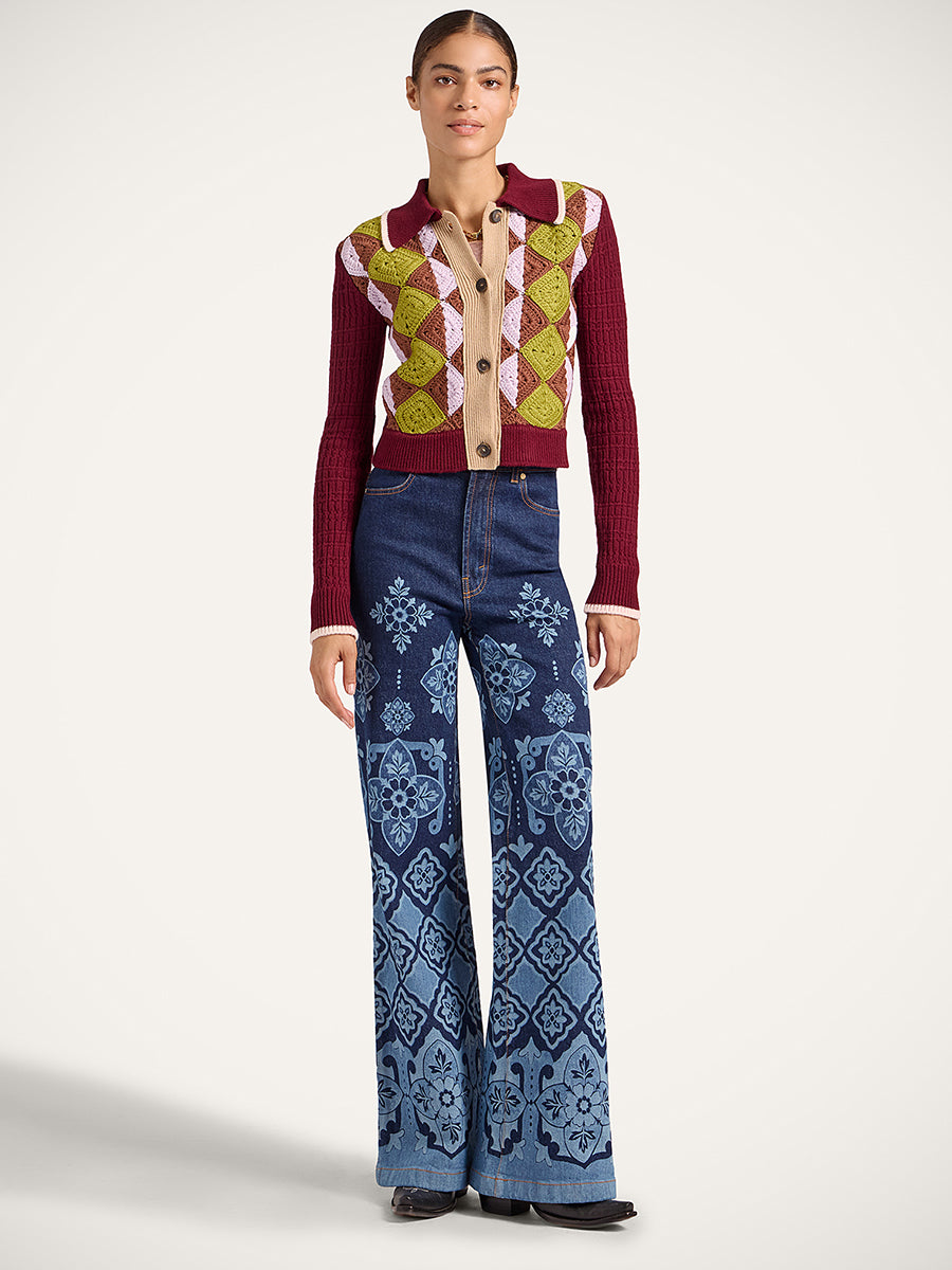 The Flare Jean in Partenope Laserato Navy