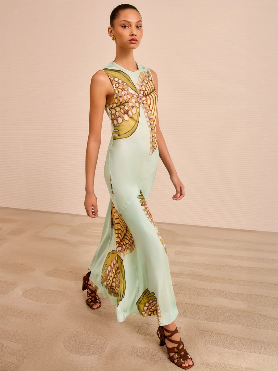 Ulla Johnson Gaea Midi Dress in Water Blossoms