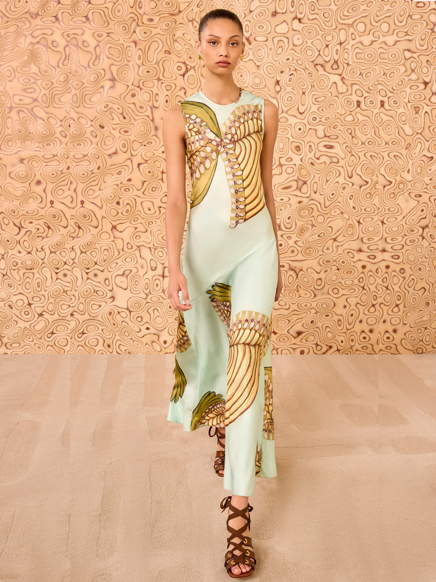 Gaea Midi Dress in Water Blossoms