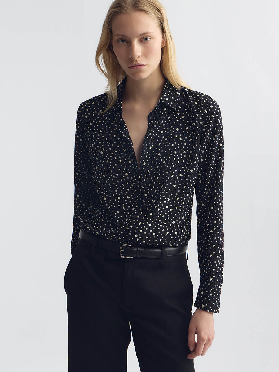 Gaia Slim Shirt in Black/Ivory Star
