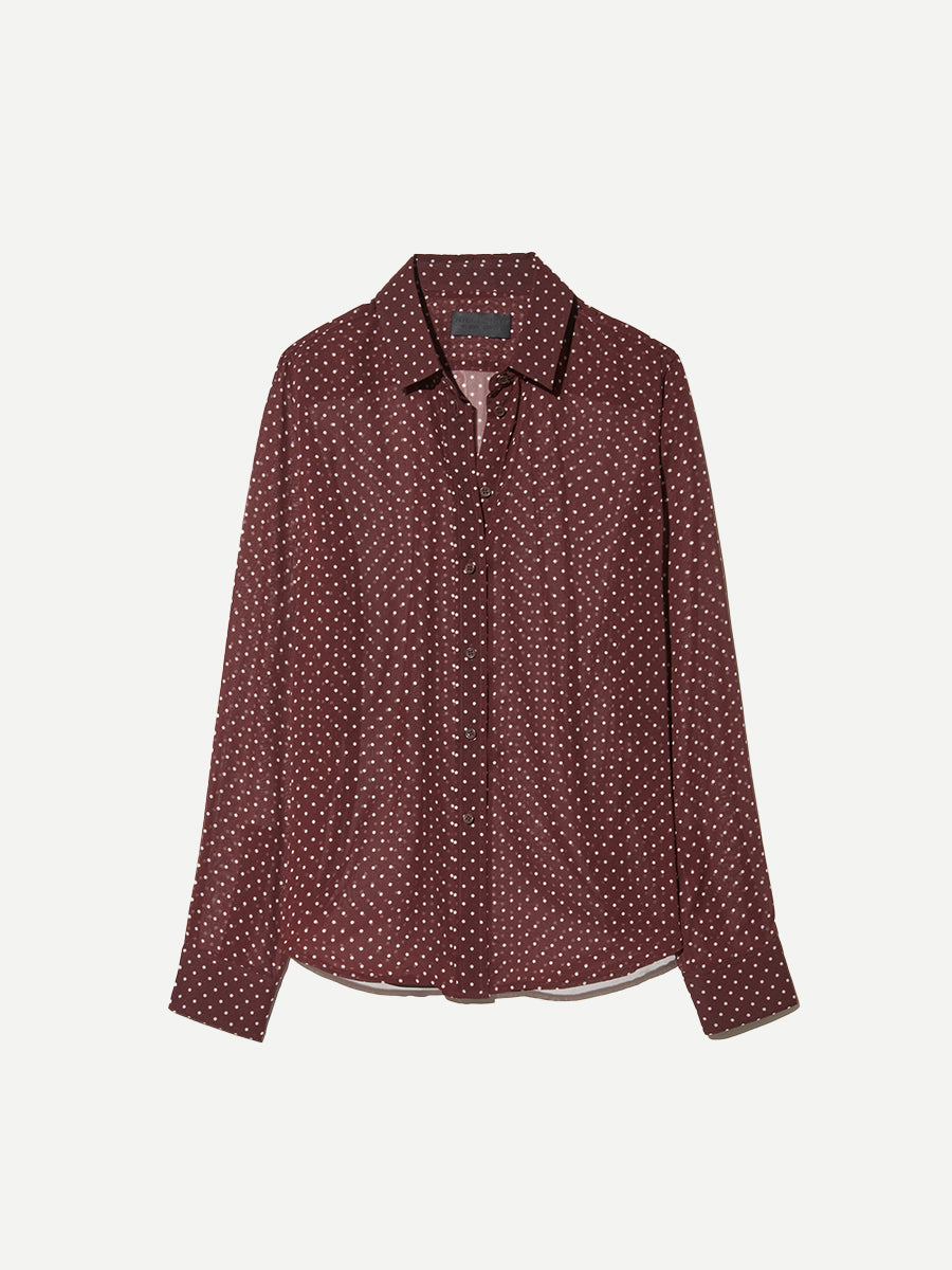 Nili Lotan Gaia Slim Shirt in Bordeaux