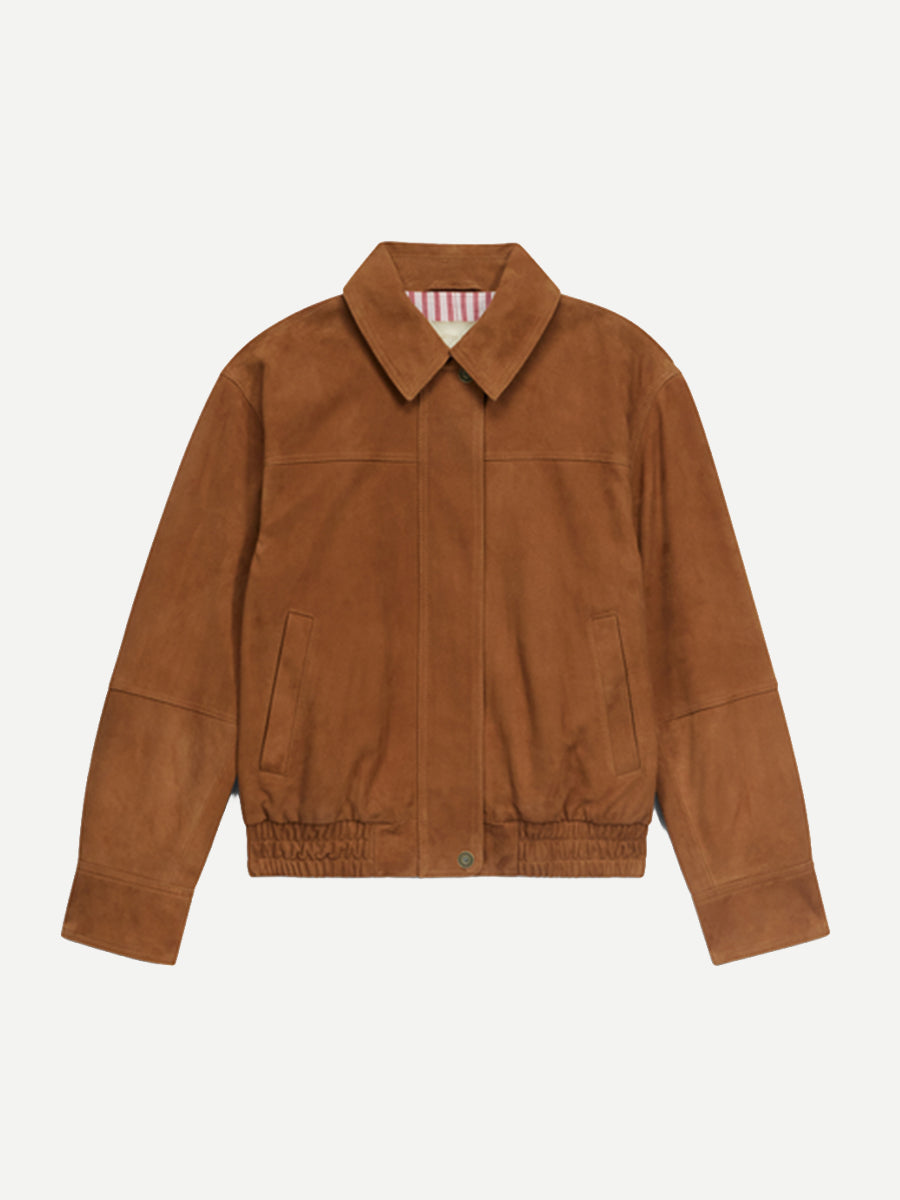 Vanessa Bruno Gand Suede Jacket in Camel