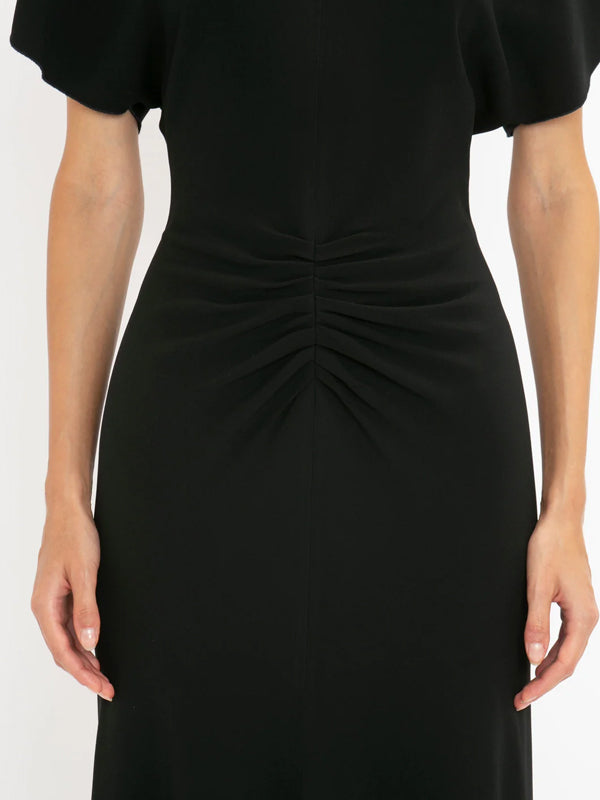 Victoria Beckham | Gathered Waist Midi Dress in Black