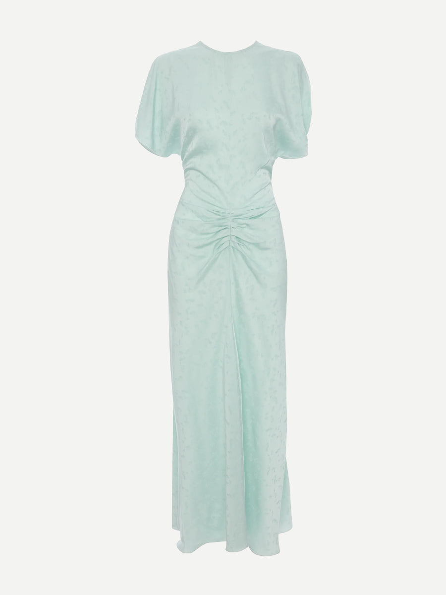 Gathered Waist Midi Dress in Aquamarine