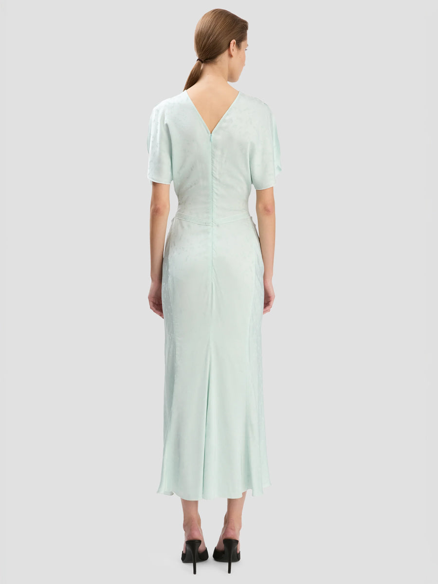 Gathered Waist Midi Dress in Aquamarine