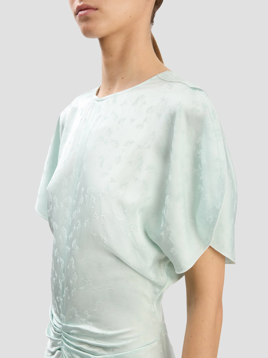 Gathered Waist Midi Dress in Aquamarine