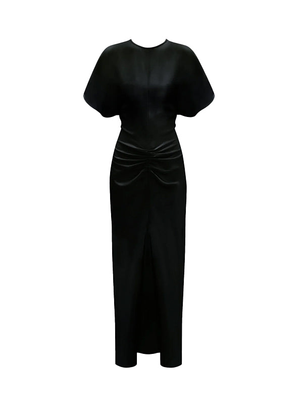Victoria Beckham | Gathered Waist Midi Dress in Black