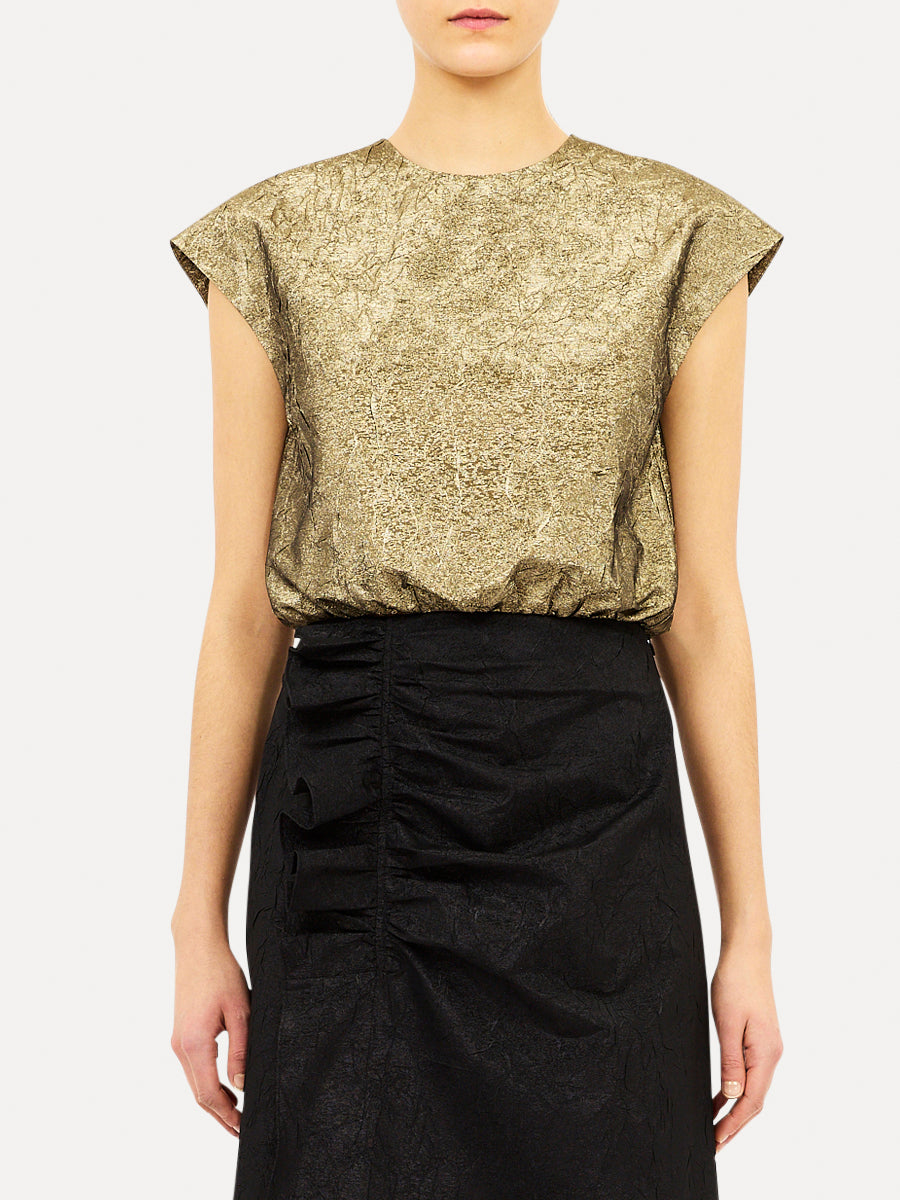 Gisella Taffeta Crop Top in Light Gold