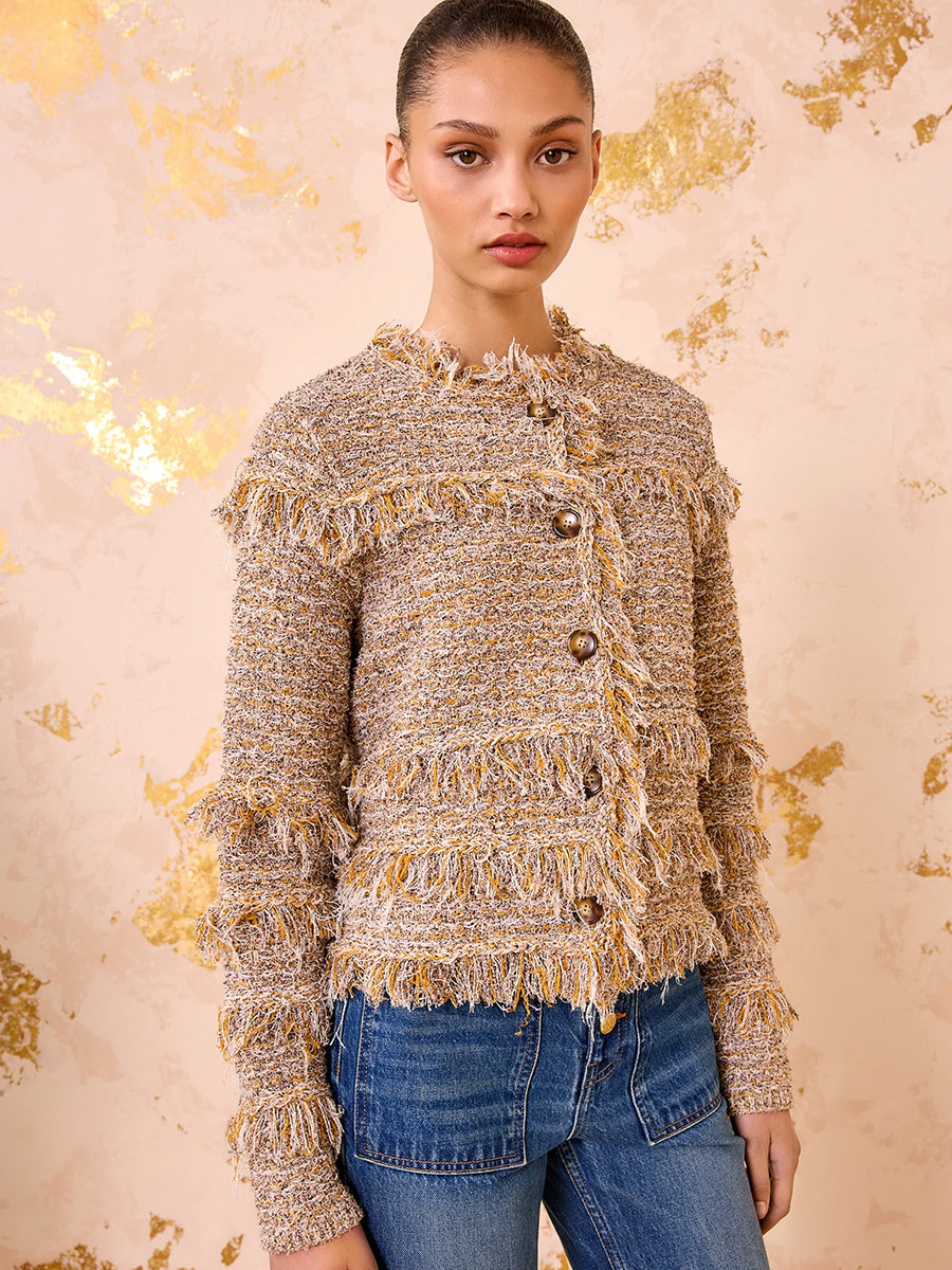 Ulla Johnson Gita Knit Tweed Jacket in Helios