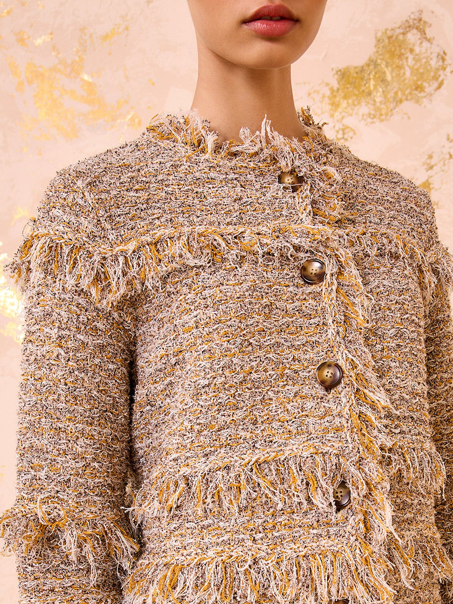 Ulla Johnson Gita Knit Tweed Jacket in Helios