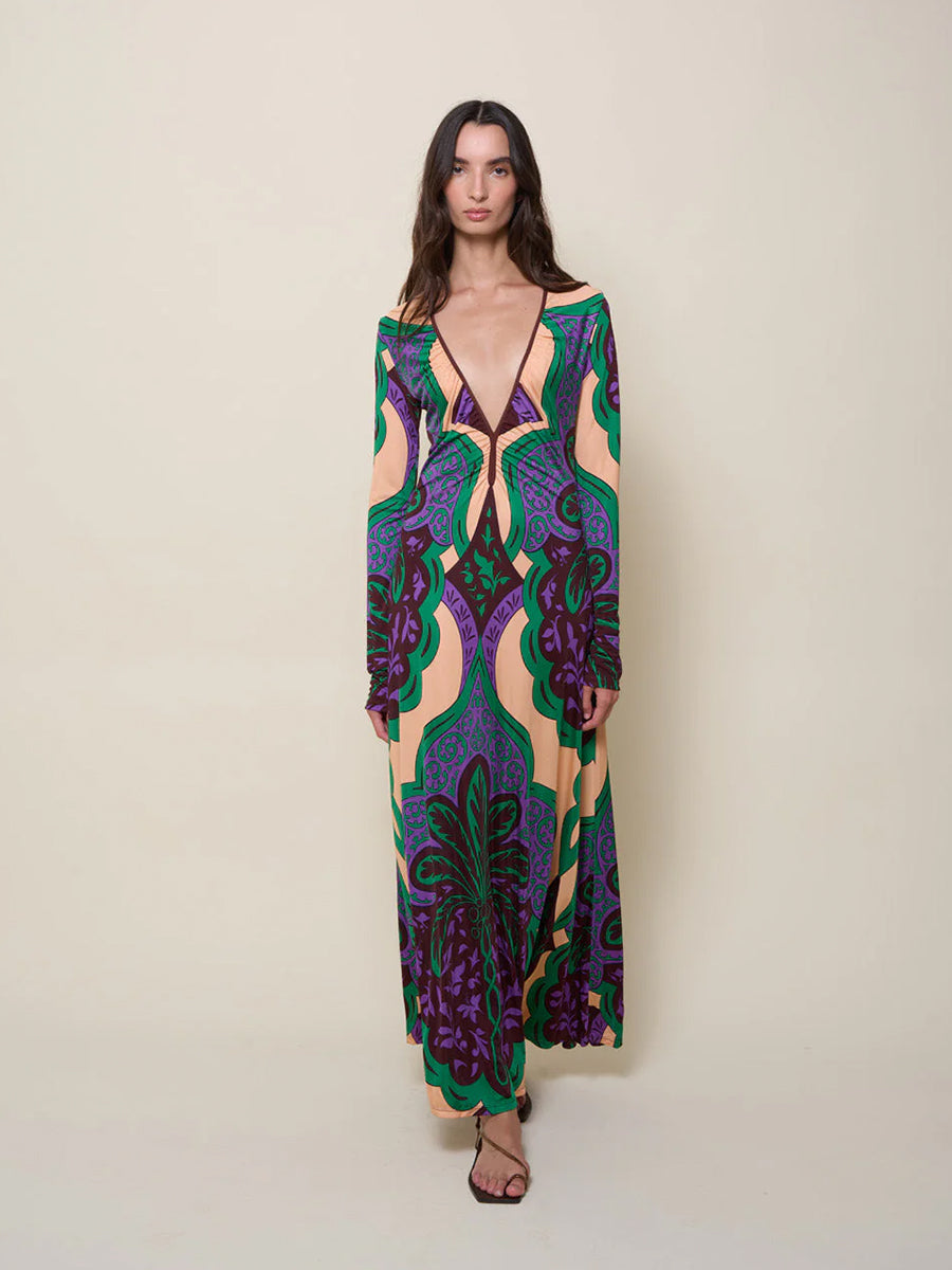 Glazed Illusion Ankle Dress in Palma Sevillana Purple