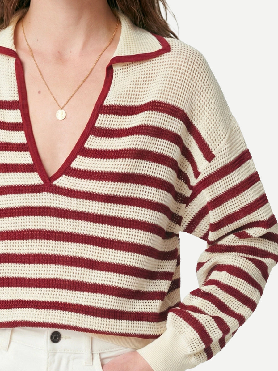 Vanessa Bruno Granville Sweater in Ivoire/Rouge