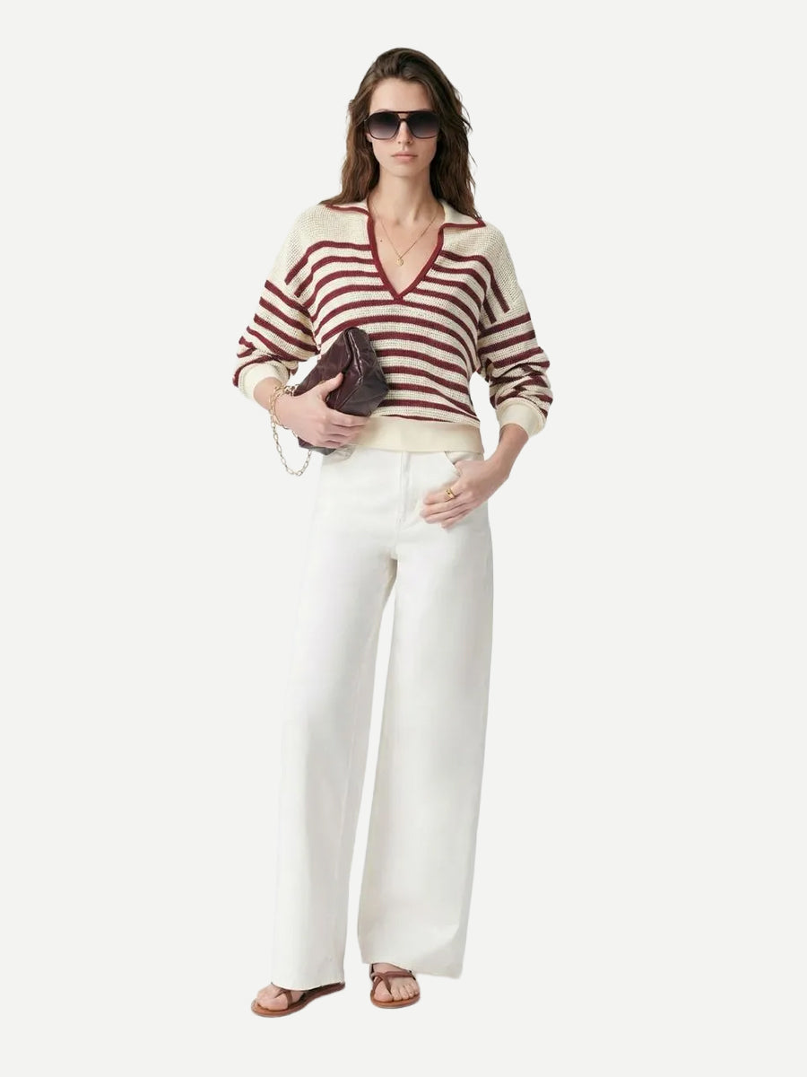 Vanessa Bruno Granville Sweater in Ivoire/Rouge