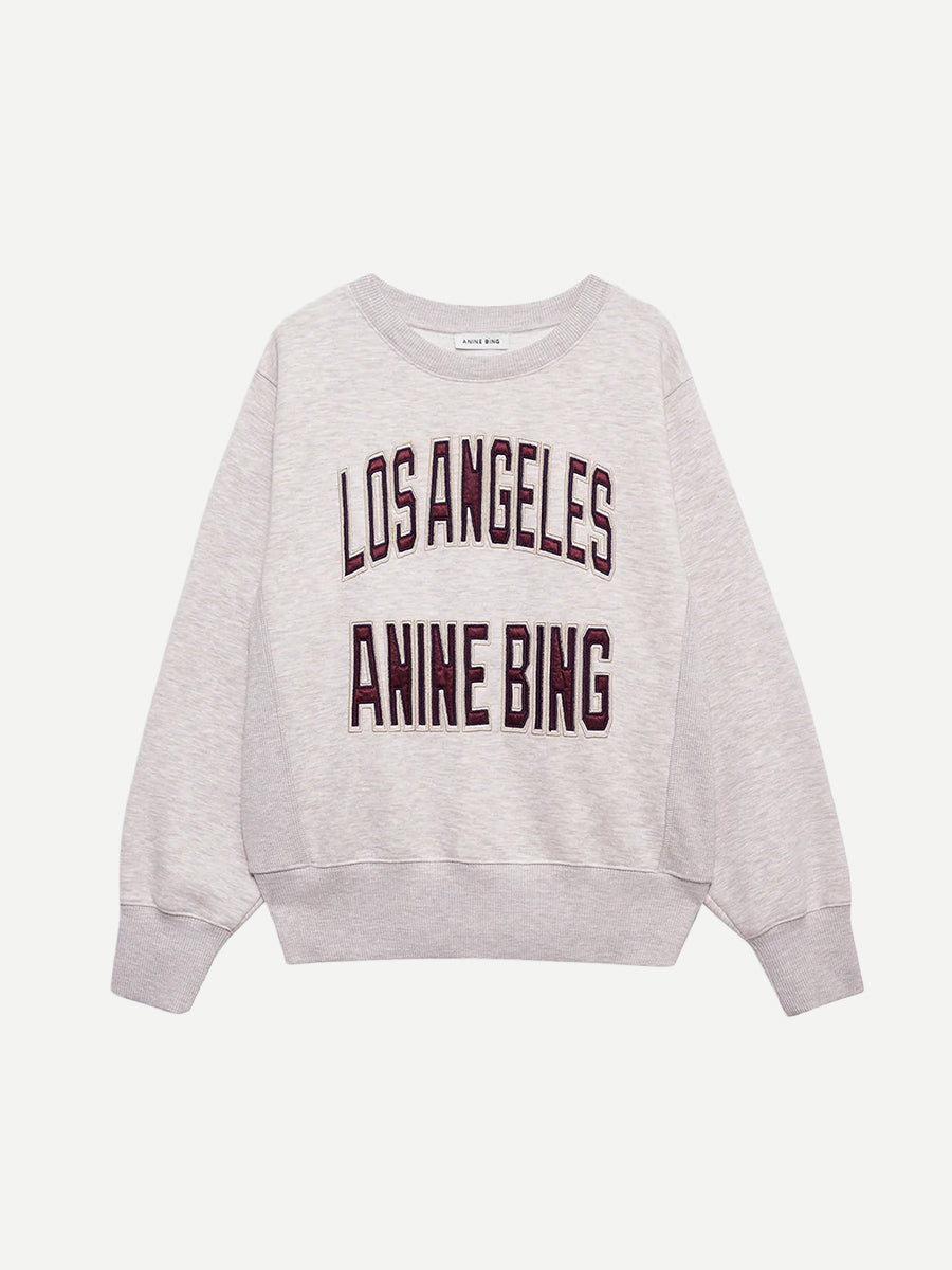 Anine Bing Harry Shrunken Sweatshirt LA in Oatmeal Melange