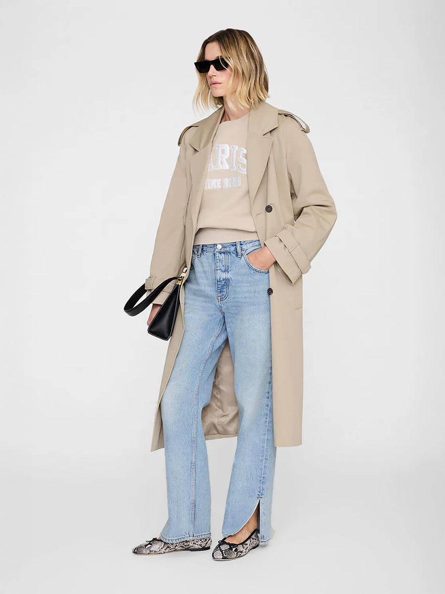 Anine Bing Harry Shrunken Sweatshirt Paris in Beige