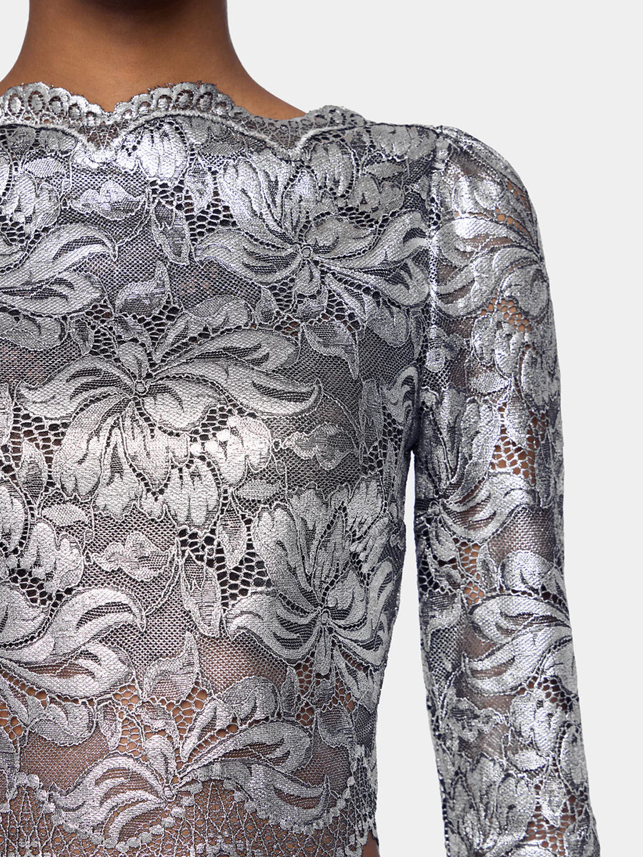 Rabanne Haute Top Long Sleeve in Black/Silver