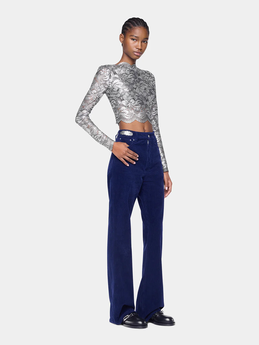Rabanne Haute Top Long Sleeve in Black/Silver
