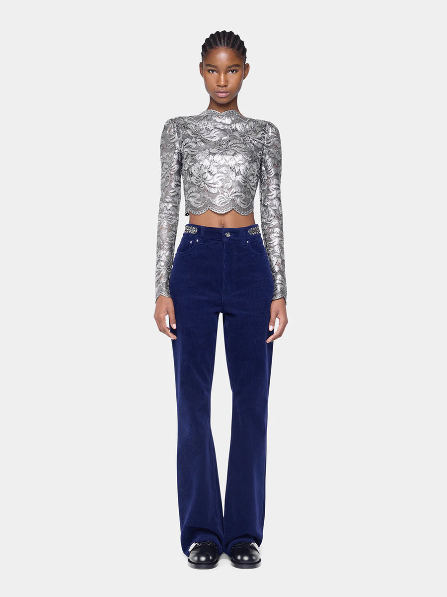 Rabanne Haute Top Long Sleeve in Black/Silver