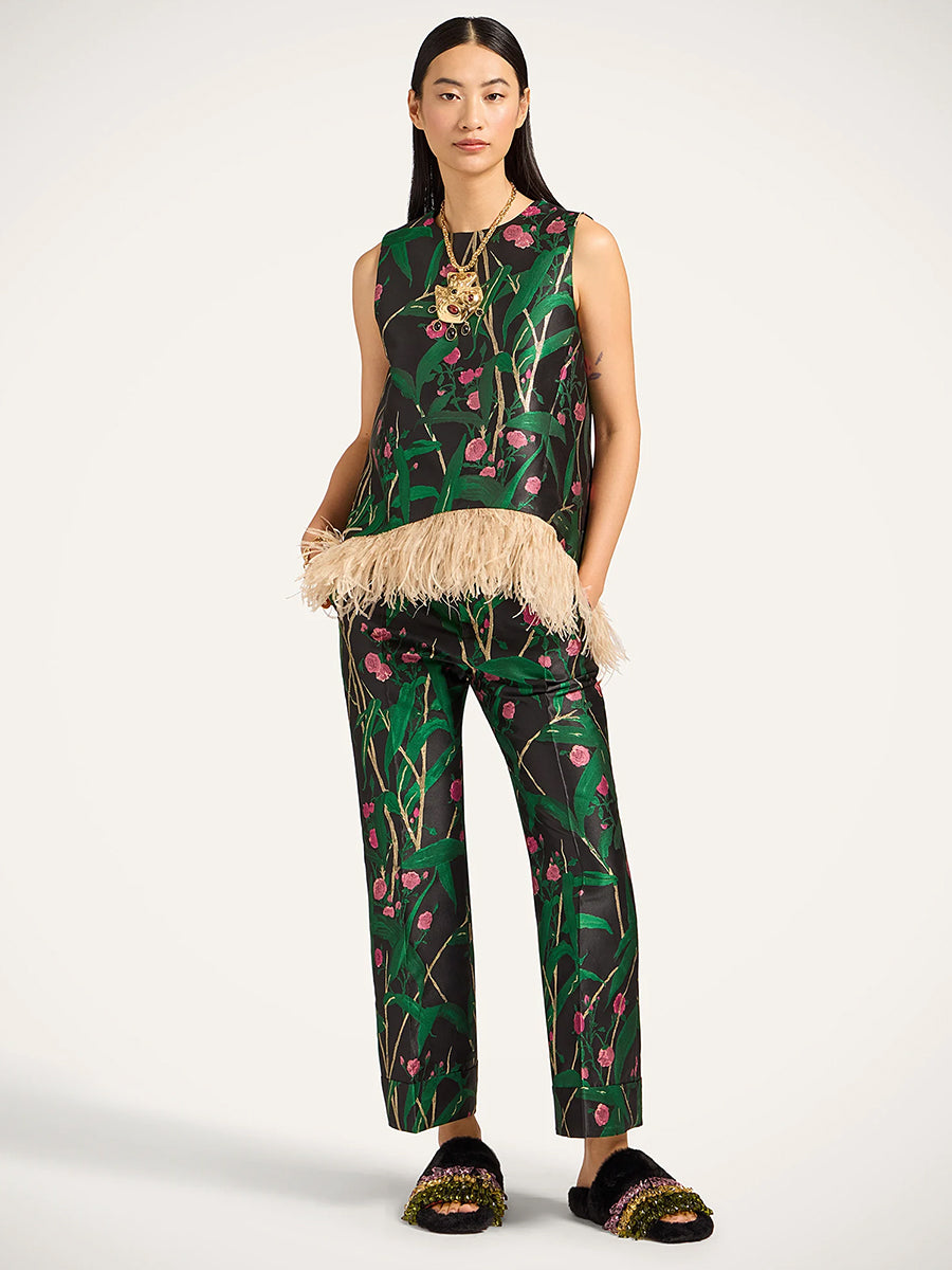 La DoubleJ La Scala Top w/ Feathers in Bamboo Black