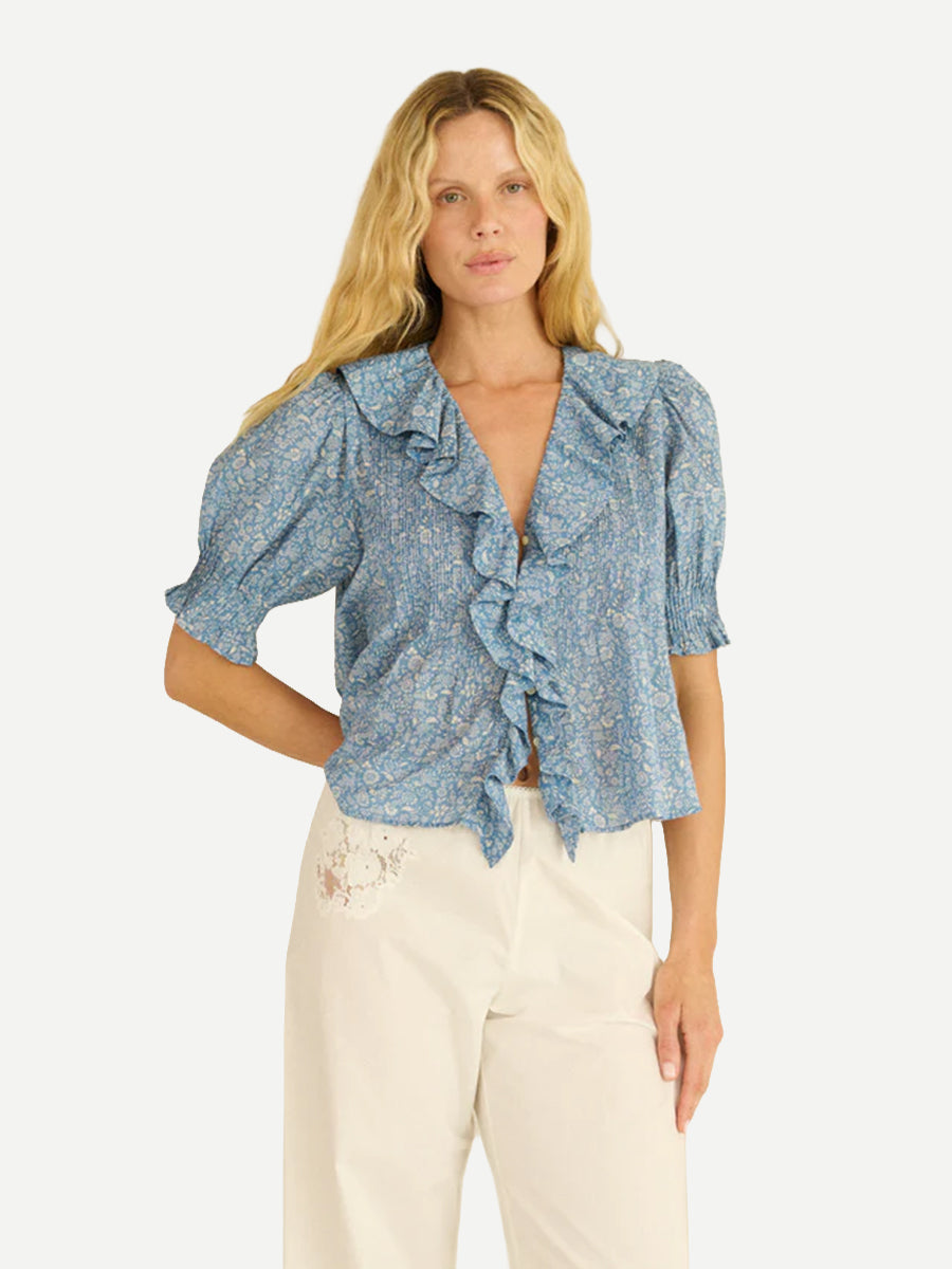 Doen | Henri Top in Blue Garden Bloom