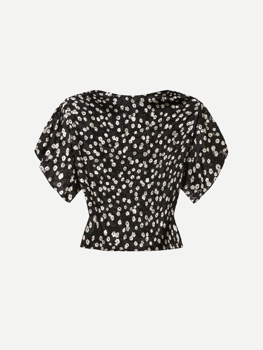Isabel Marant Hervane Top in Black/Ecru