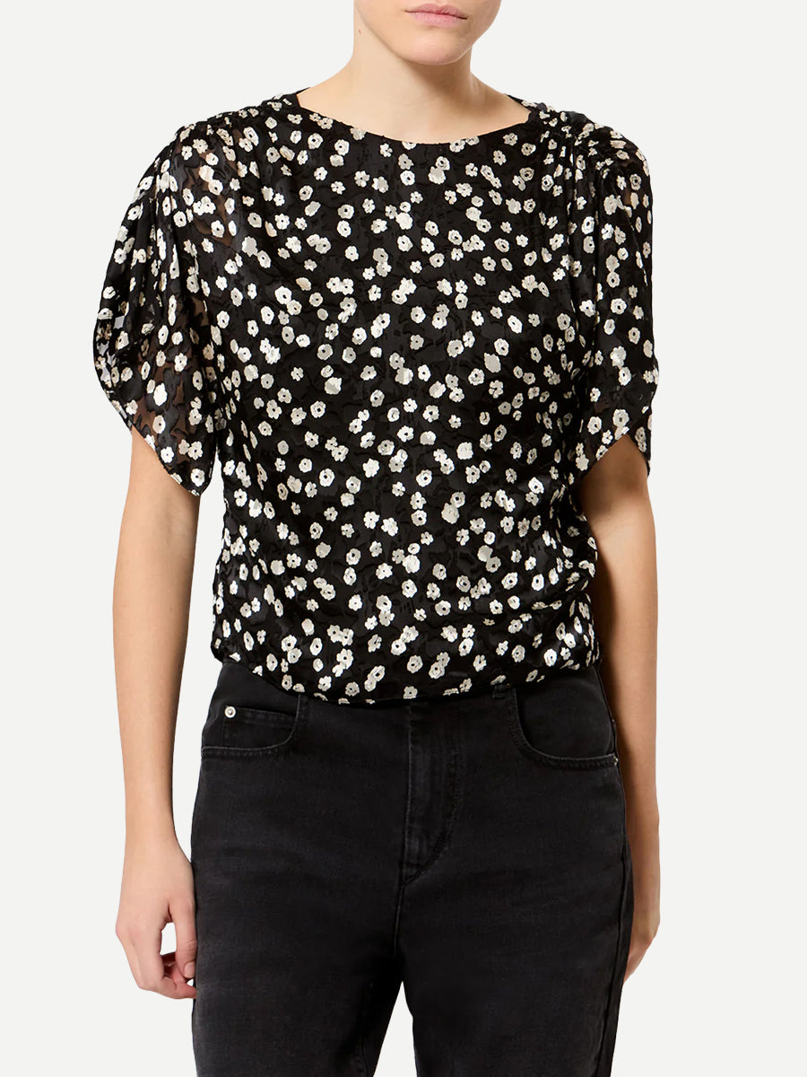 Hervane Top in Black/Ecru
