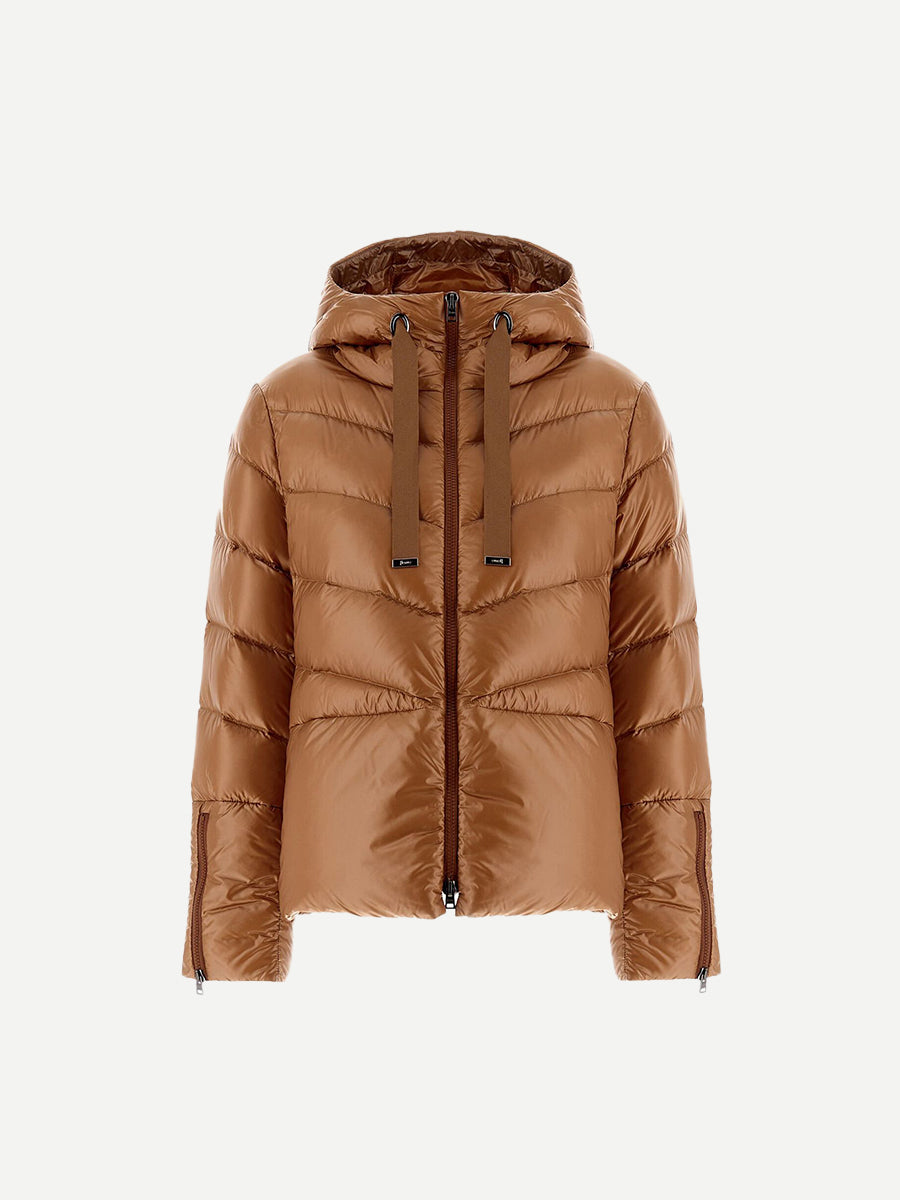 Herno Hooded Puffer Jacket in Camello