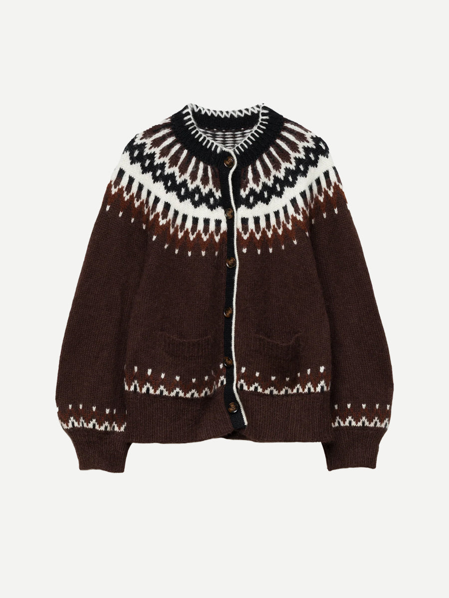 Hue Cardigan in Brun Aberdeen Fair Isle