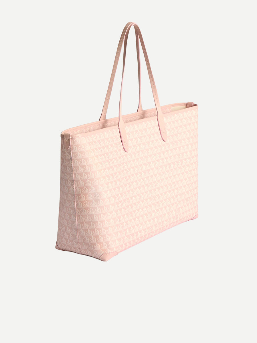 I am a Plastic Bag Zipped Tote in Shell Pink Monogram