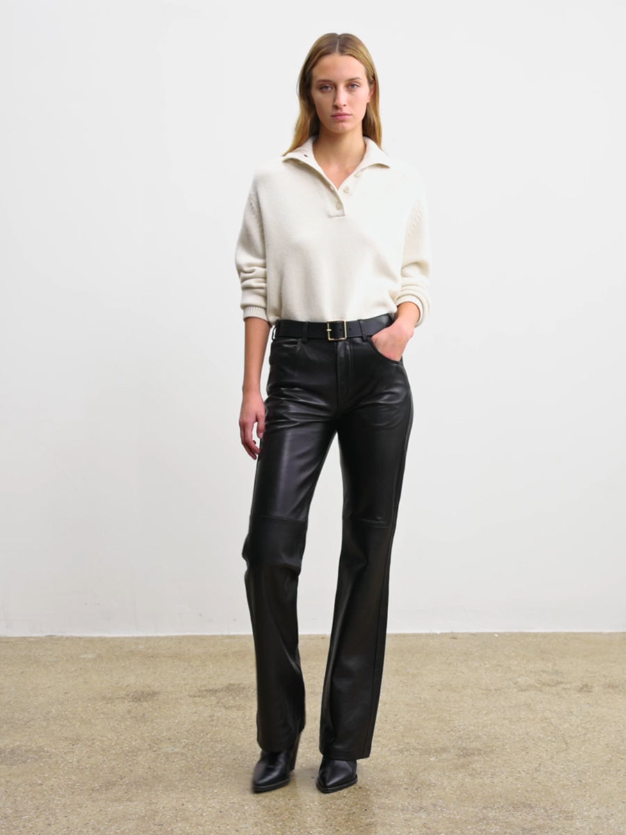 Nili Lotan Joan Leather Pant in Black