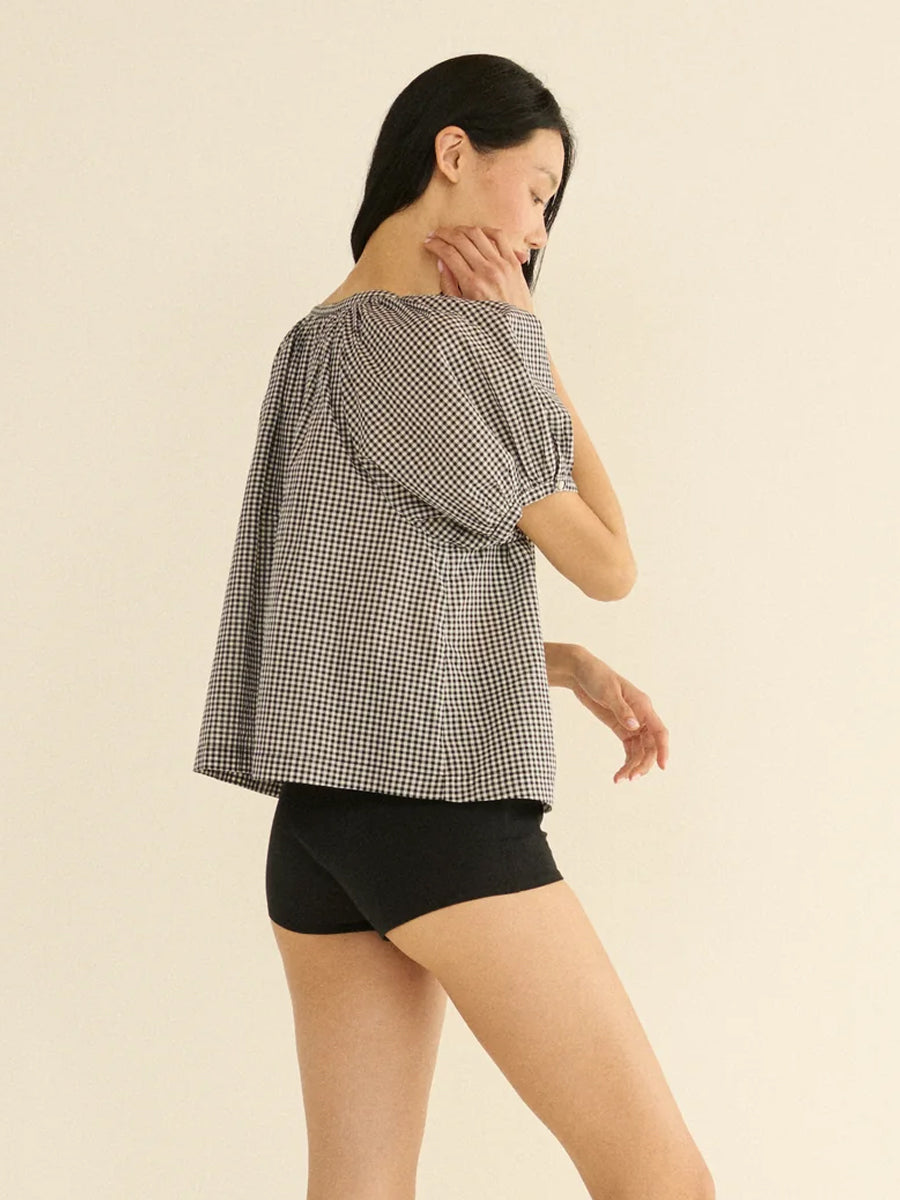 June Top in Noir La Maddalena Gingham