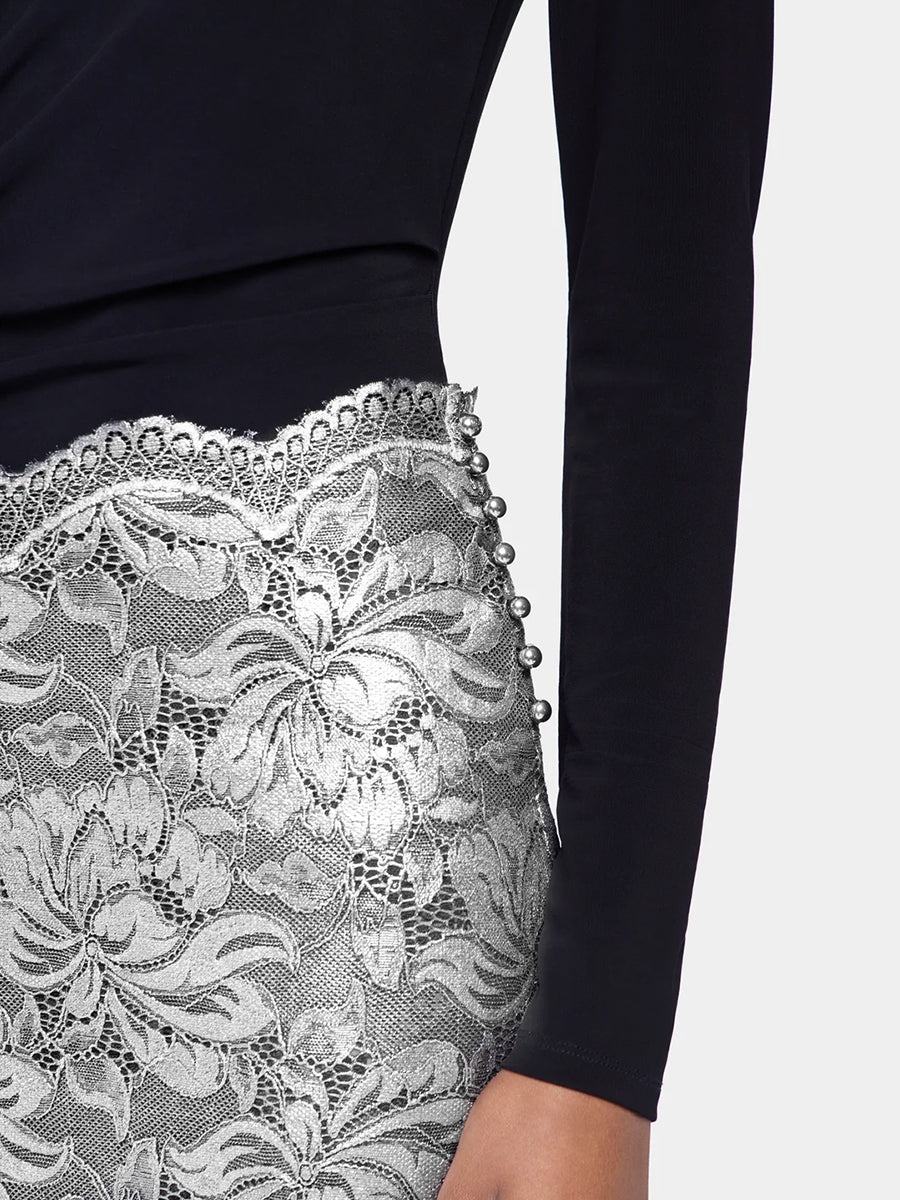 Rabanne Jupe Long Skirt in Black/Silver