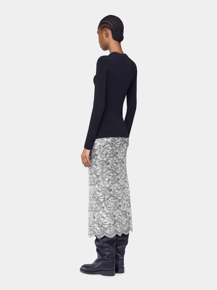 Rabanne Jupe Long Skirt in Black/Silver