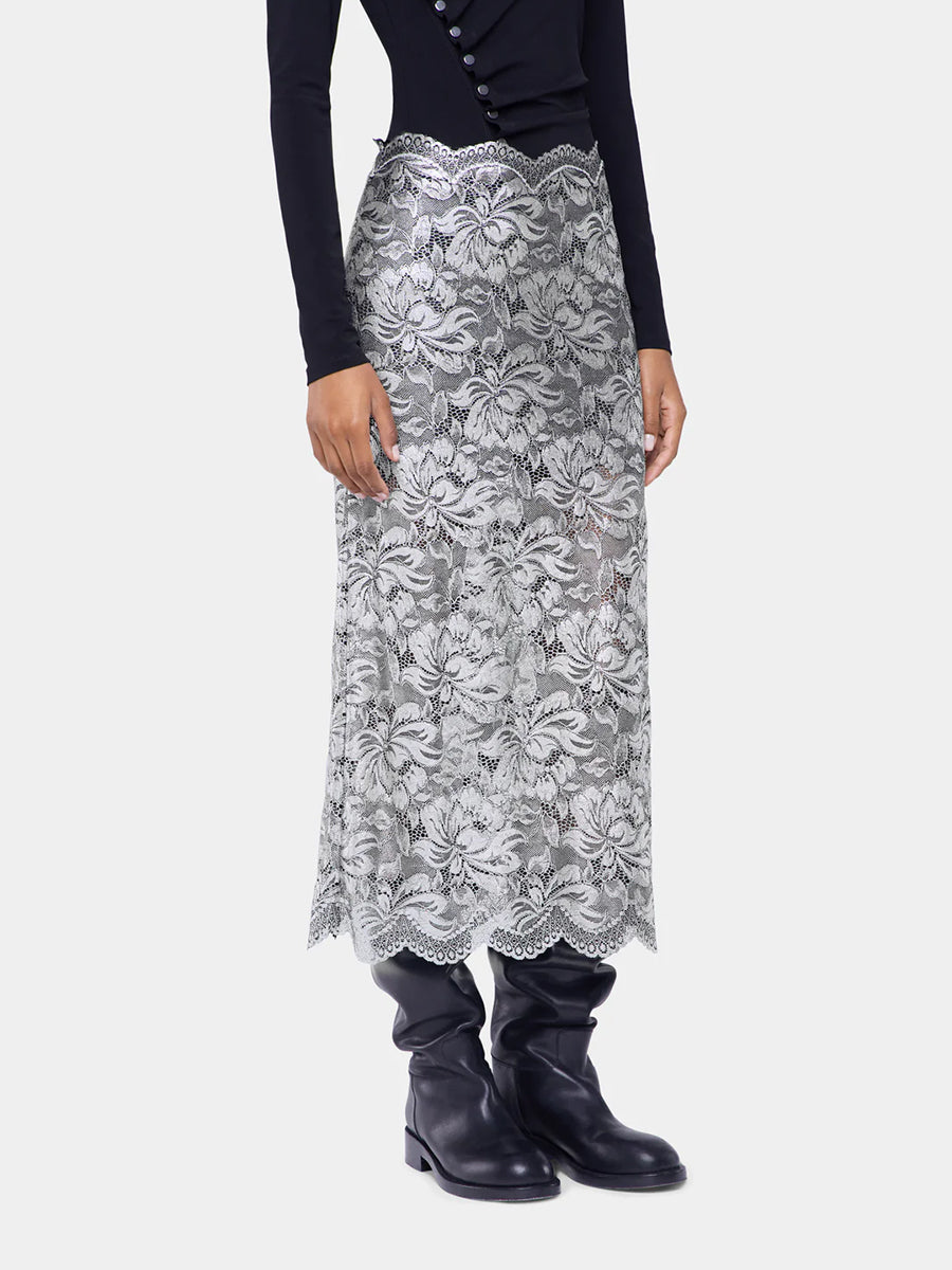 Rabanne Jupe Long Skirt in Black/Silver